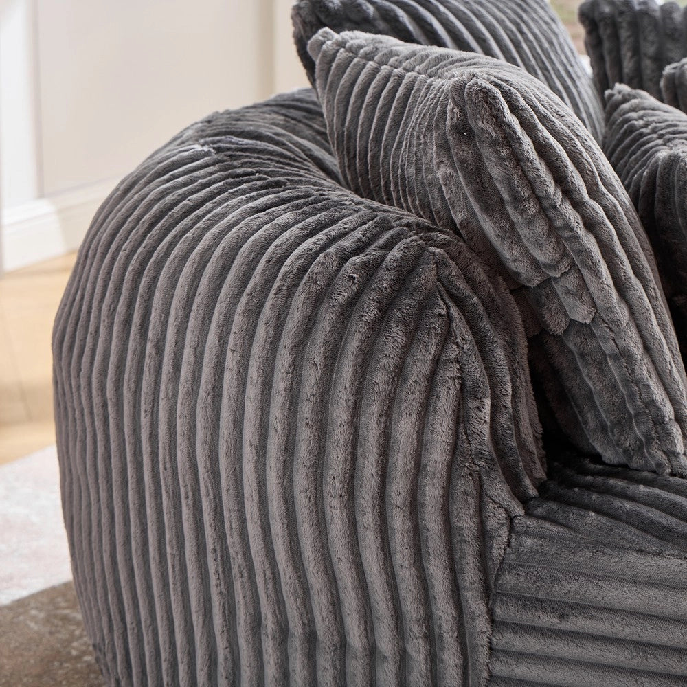 Divano letto ¨C Minimal ¨C Tessuto, 140x200cm, grigio, con pouf
