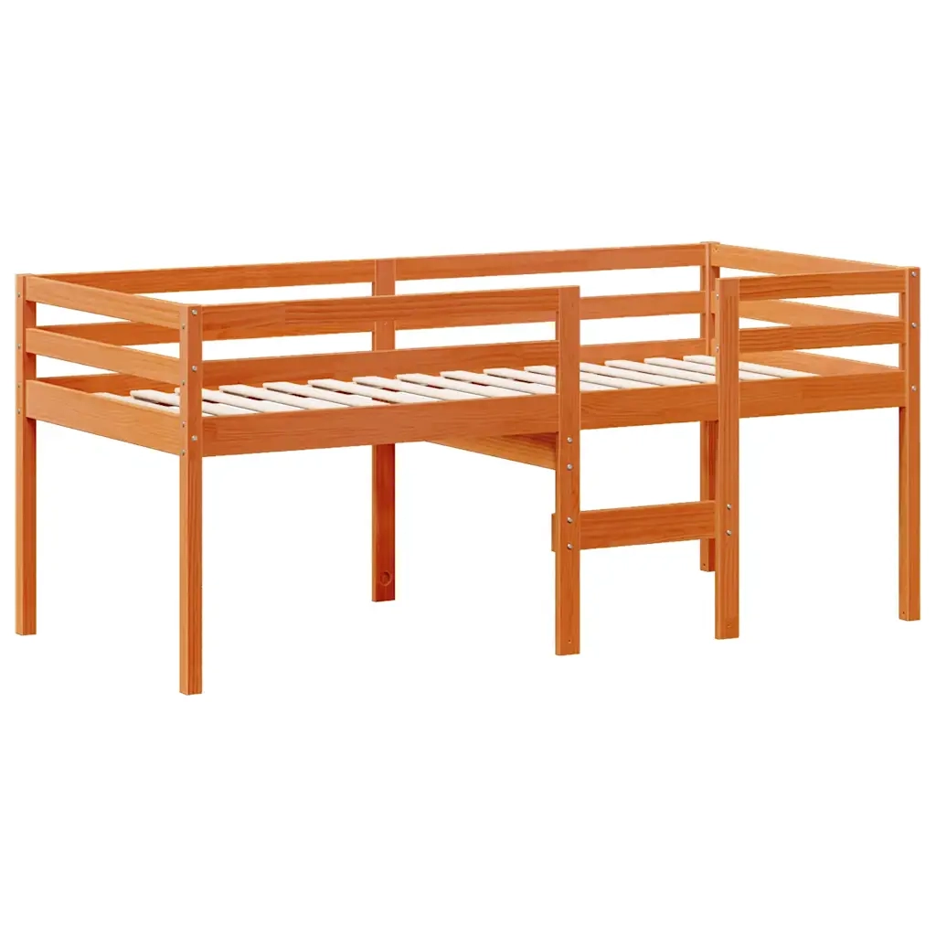 Letto singolo | Letto per adulti | Letto a Soppalco con Tetto Cera 80x200 cm in Legno di Pino