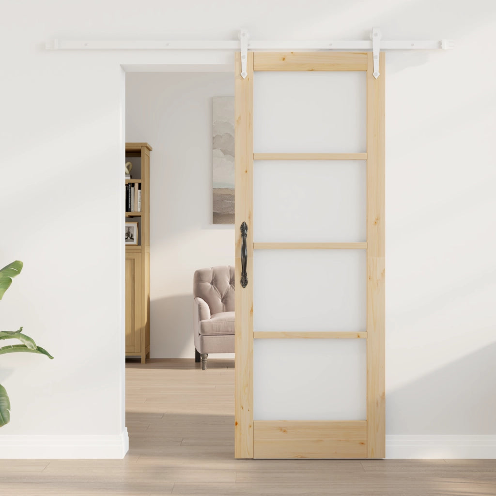 Set porta scorrevole  con kit hardware 73.5x198.5 cm in legno massello di pino