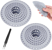Fissatore di scarichi in silicone - 2 pezzi - Doccia/Cucina - Spazzola per capelli - Protezione contro la soffocamento - Con morsetto - Universale