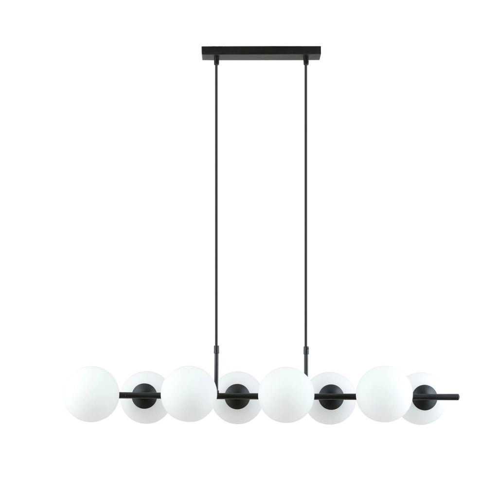 Lampadario RORY 8 luci opale nero metallo Emibig 115cm
