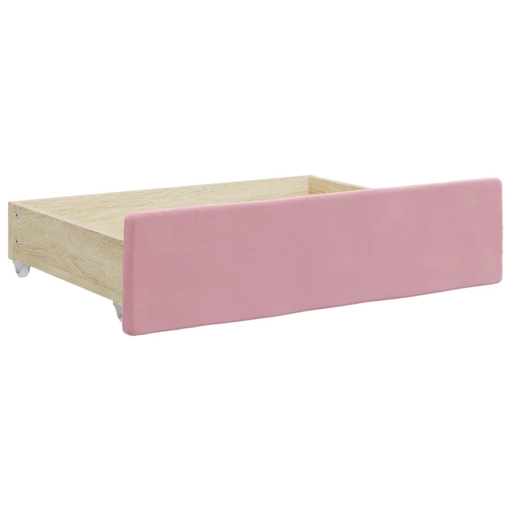 Divano Letto Estraibile con Cassetti Rosa 100x200 cm Velluto 3196773