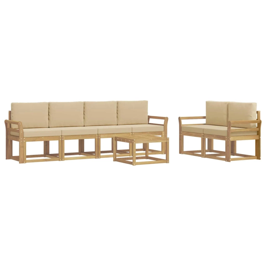 Set di divani da esterno 7 pz Bianco e Beige 3387282
