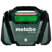 Metabo 600794850 AK 18 MULTI Compressore ad Aria 16 l-min 11 bar Batteria 18 V con Display Retroilluminato e Manometro Integrato colore Nero Verde