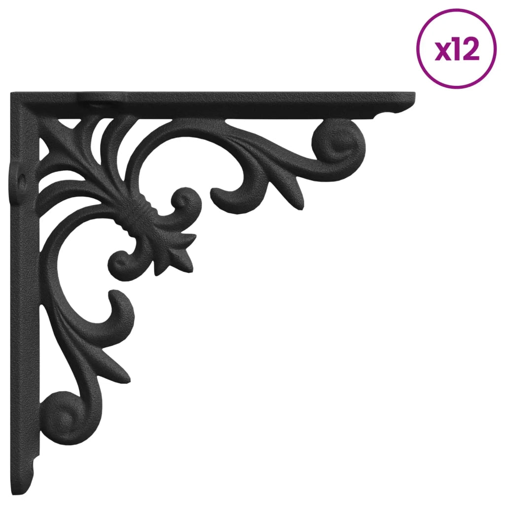 Supporti per mensole da parete 12 pz Nero 10 x 10 x 2.8 cm 42038830