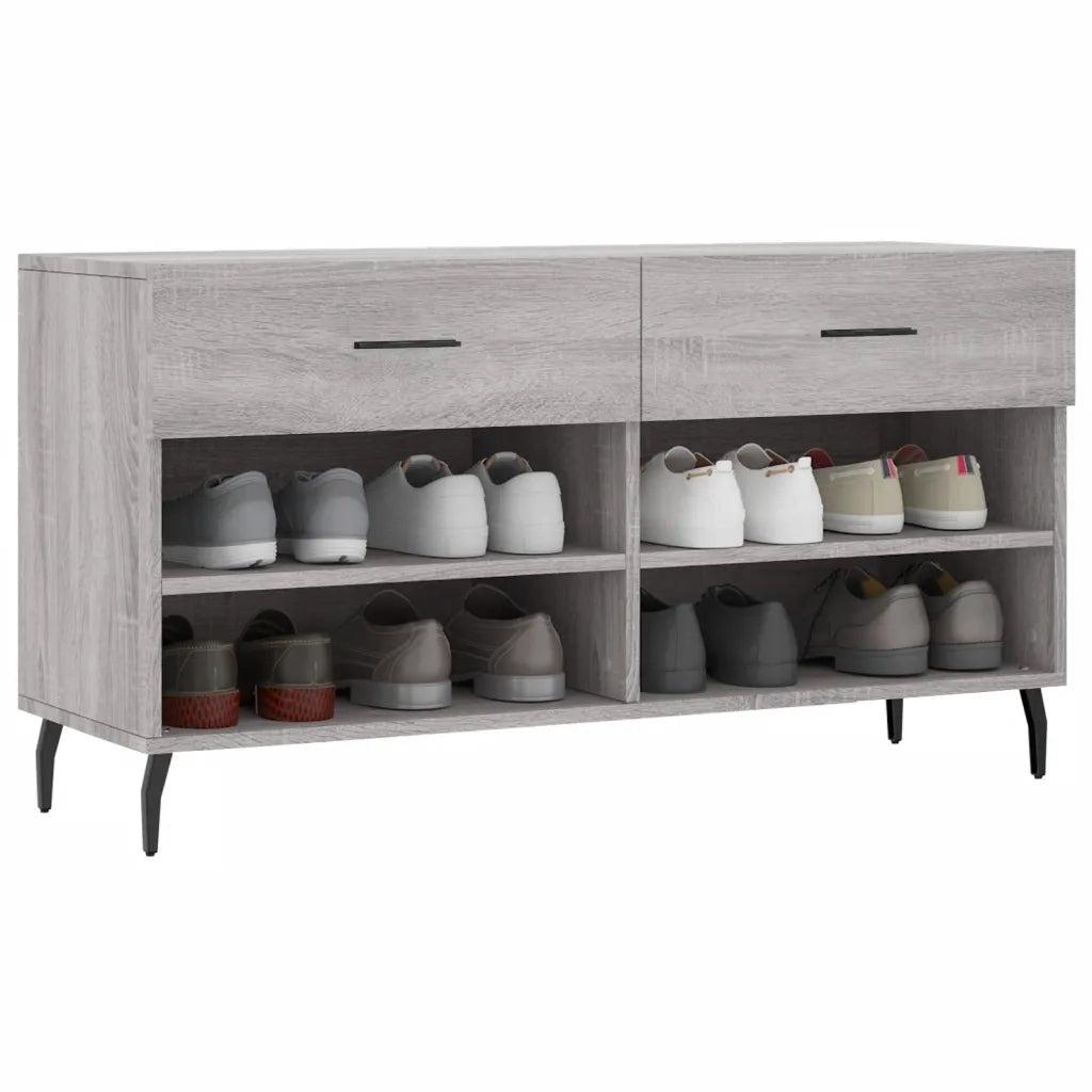 Panca Porta Scarpe Grigio Sonoma 102x35x55 cm Legno Multistratocod mxl 104856