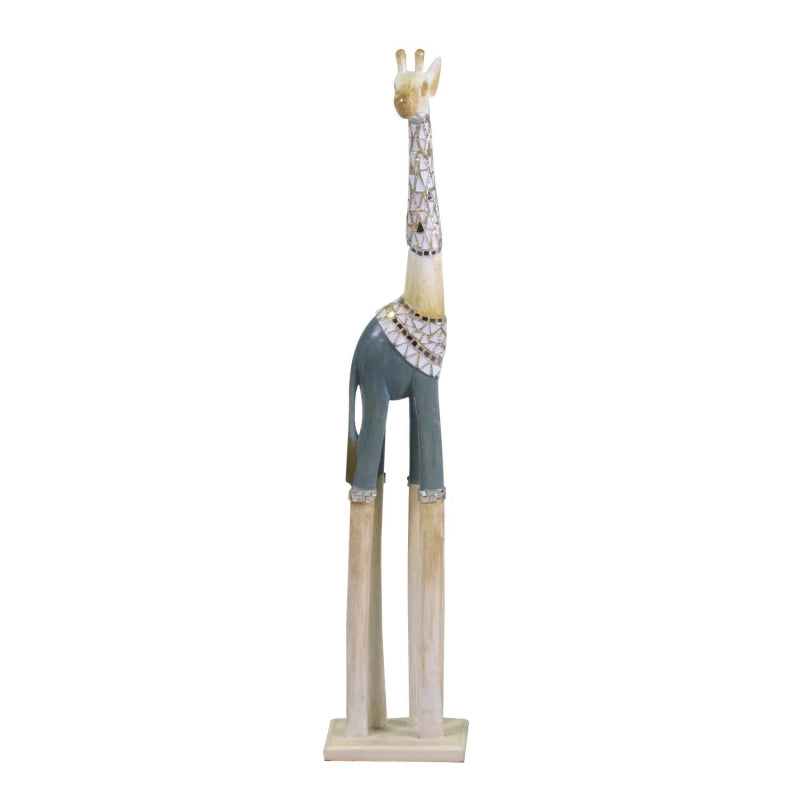 Giraffa legno azzurro bianco cm 16x10h80