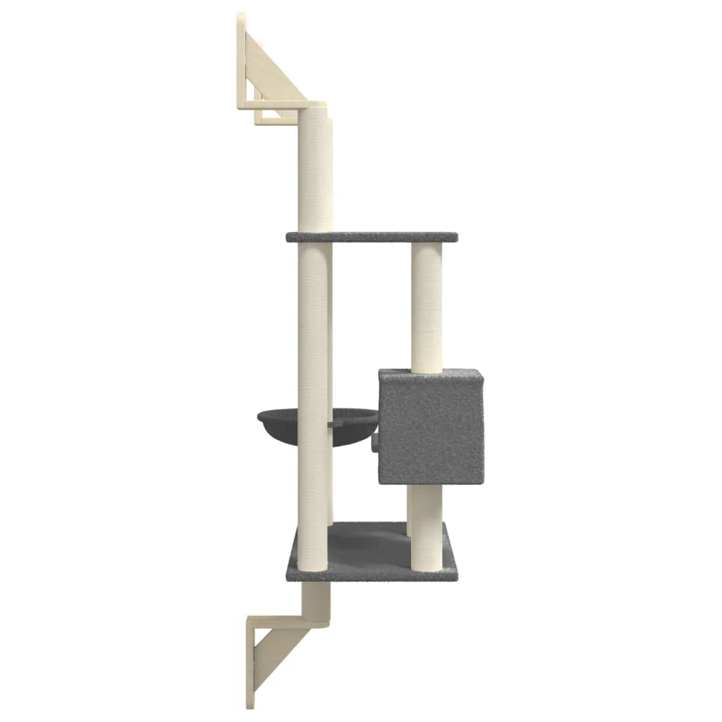 Tiragraffi per gatti Mobili per arrampicata su torre Raschietto per gatti Piattaforma da arrampicata da parete con tiragraffi scuro 153 cm grigio 02_0022781
