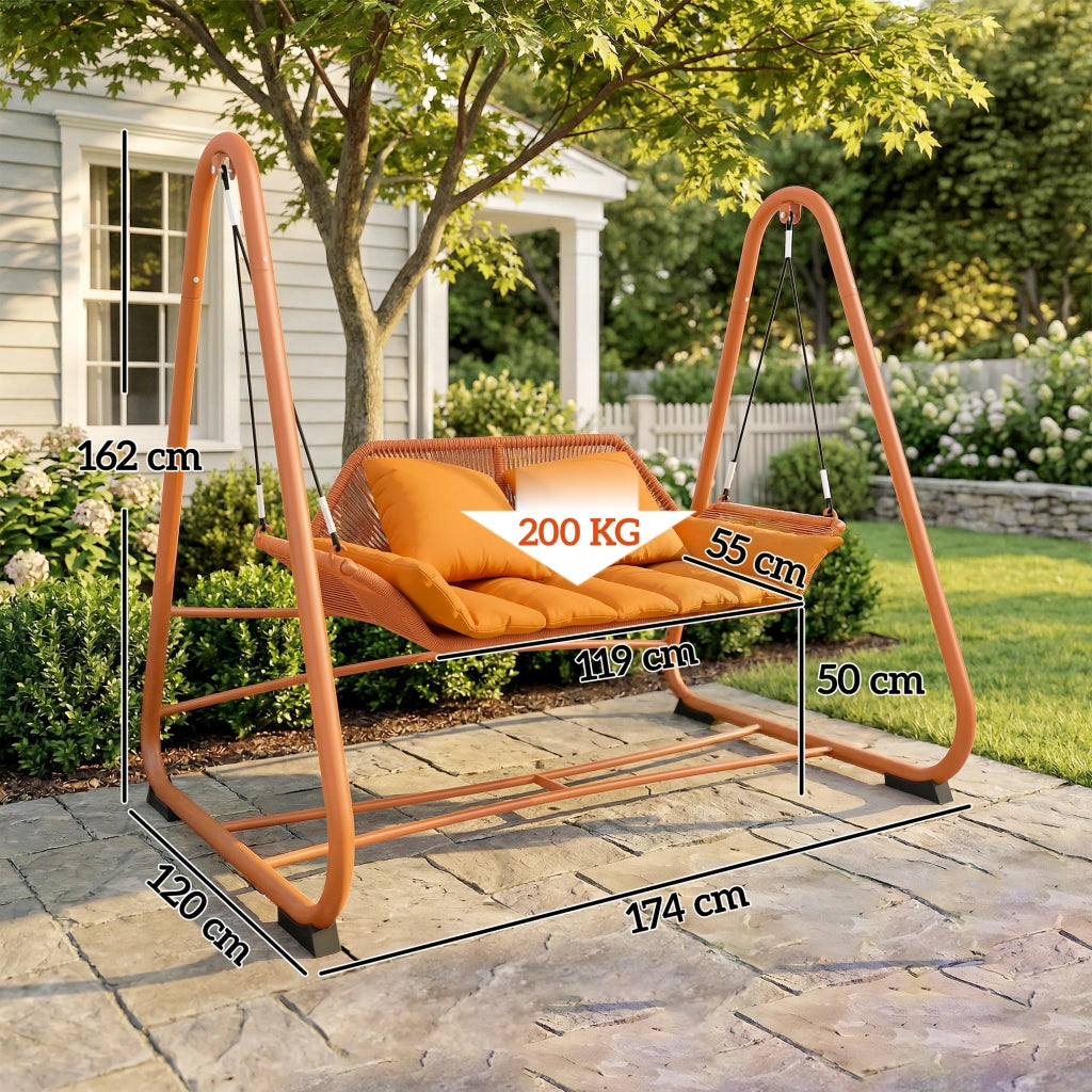 Altalena da giardino con cuscini ¨C zephmum ¨C terracotta, metallo, 174x120x162 cm