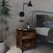 Comodini con Gambe in Legno Massello 2pz Rovere Fumo 40x30x50cm cod mxl 48086