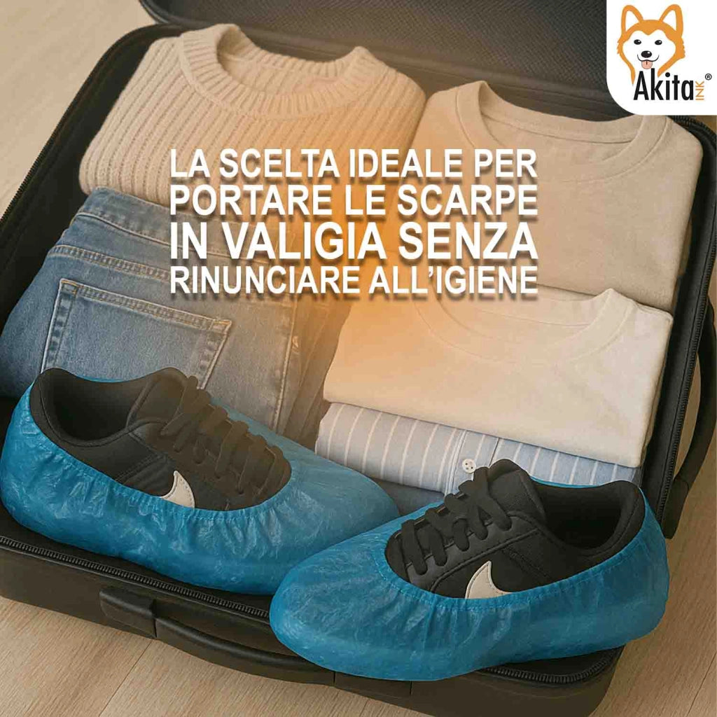 Akitaink Copriscarpe Monouso 100pz CPE Antiscivolo Resistenti