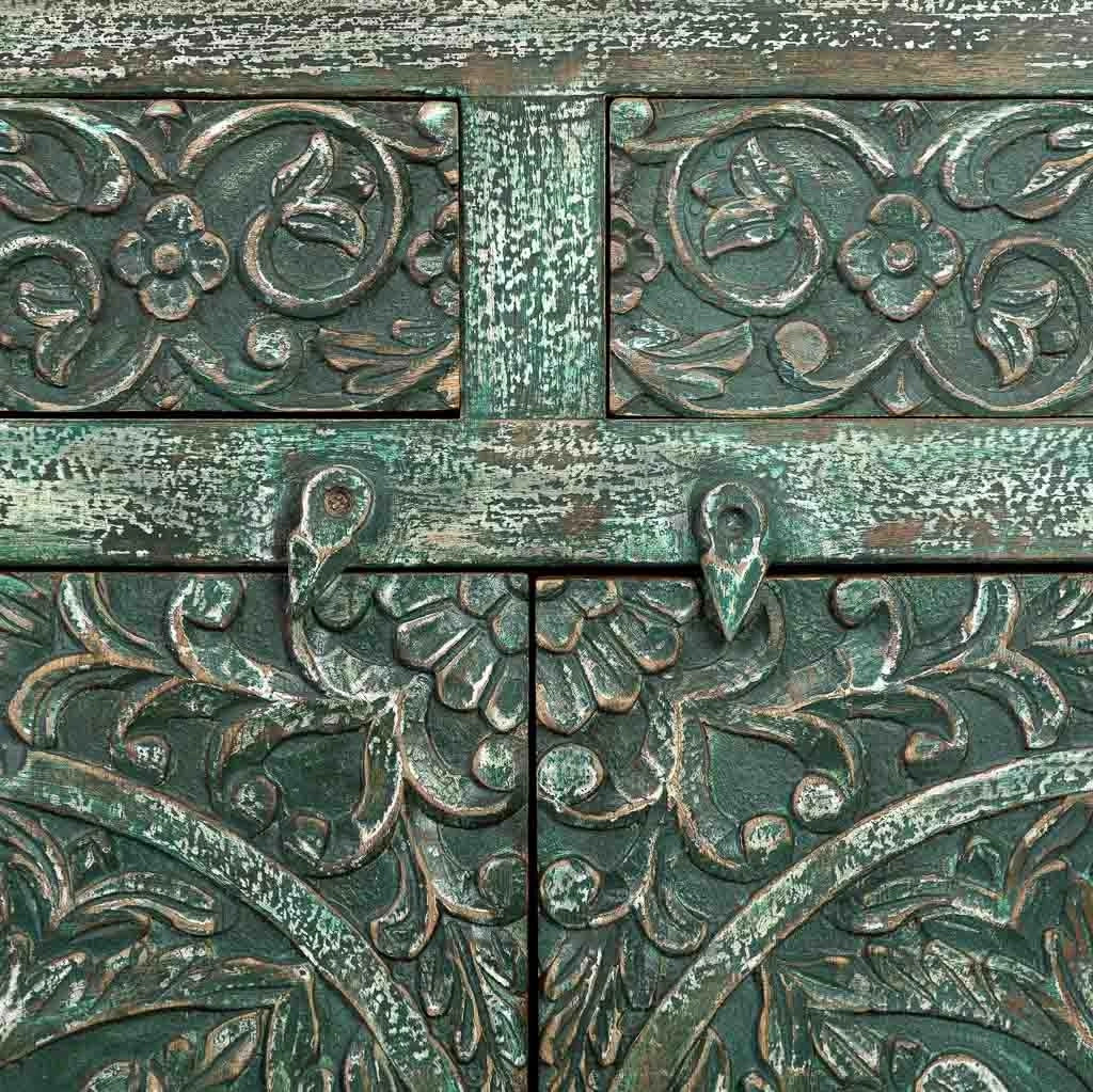 Credenza in legno invecchiato verde 103x40x90