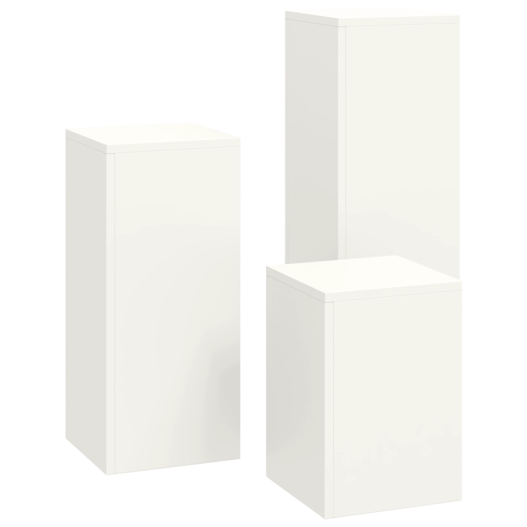 Supporti per Piante da Esterno Set di 3 in Acciaio Bianco