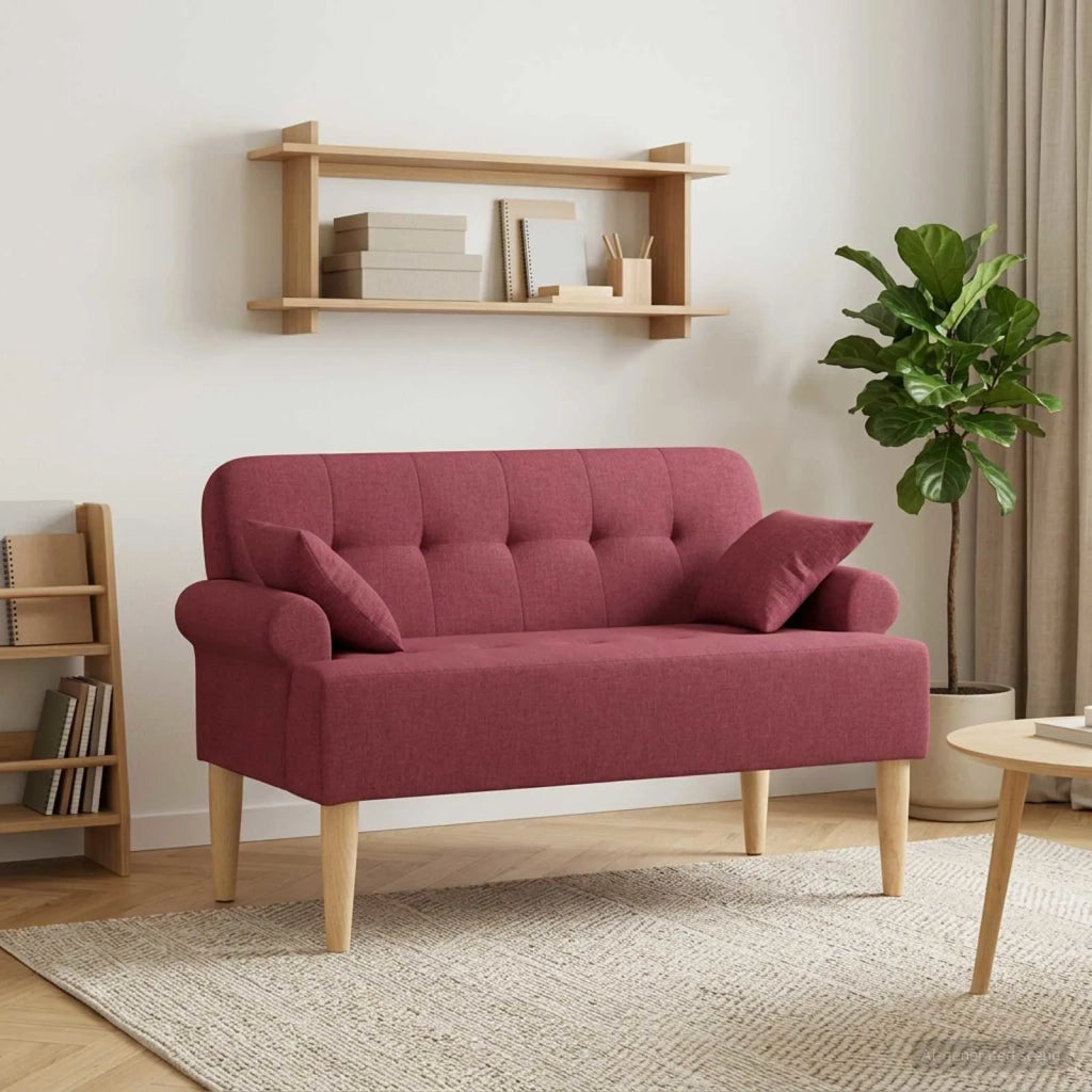 Loveseat con bottoni imbottiti Rosso Vino 120 x 65 x 79 cm 42041812