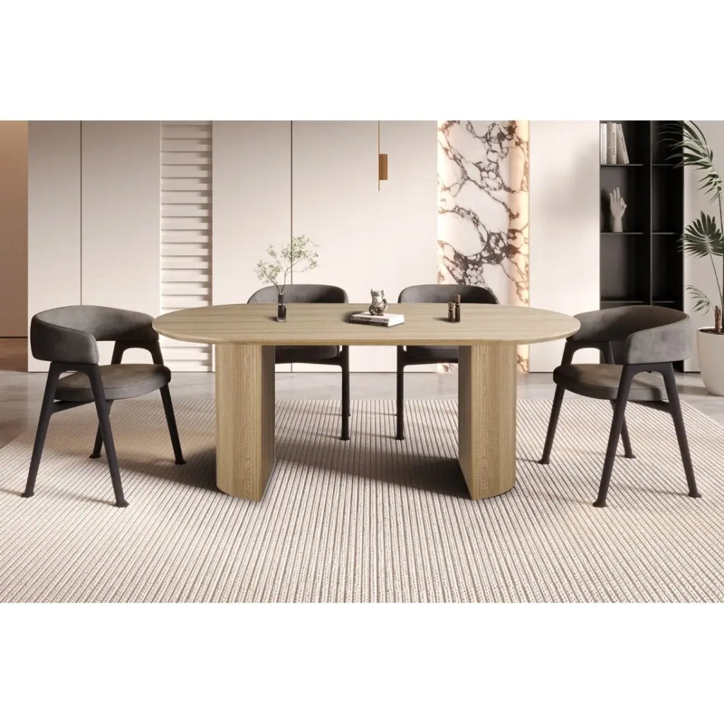 Tavolo da pranzo ovale VAGOS – 200 x 100 cm – Colore quercia naturale – Design contemporaneo e accogliente