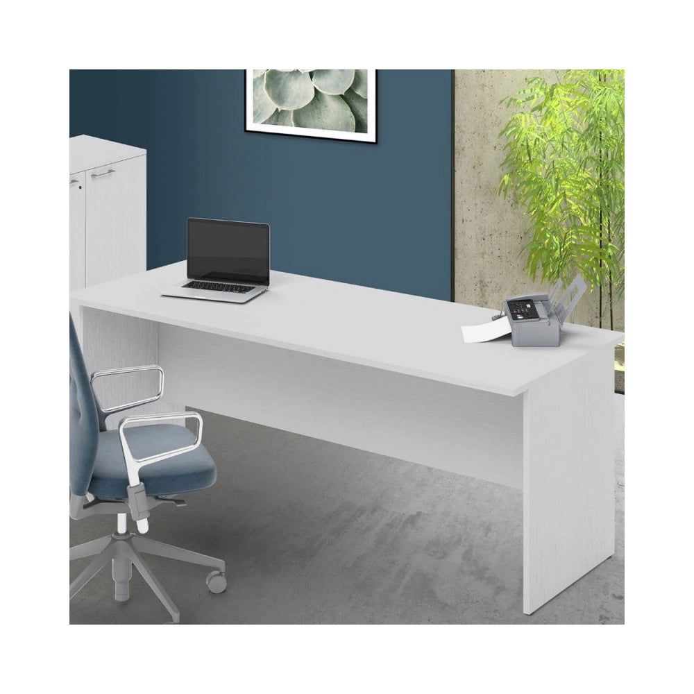 Scrivania per ufficio 200x80x74H bianco frassinato Ibisco – Made in Italy