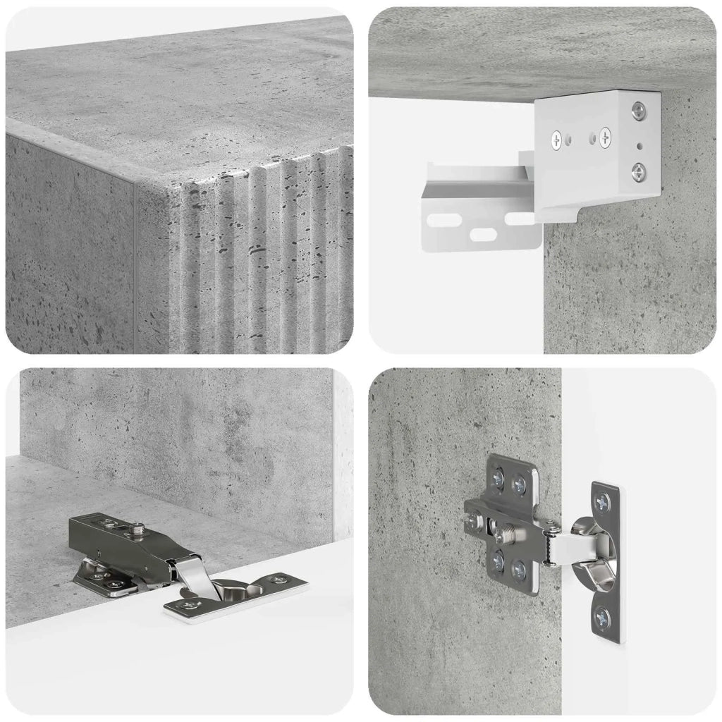Set mobile TV 5 pz-Credenza per TV Grigio cemento Legno multistrato 760837