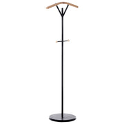 Appendiabiti in acciaio nero 130 cm da terra con dettagli in legno 3 ganci Moderno per ingresso