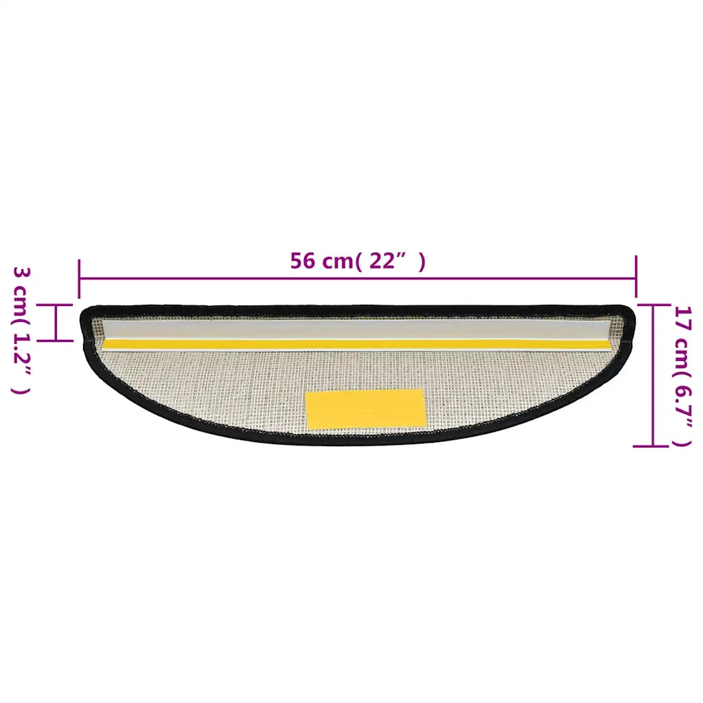 Tappetini per scale 10 pz 56x17x3 cm Antracite Semicircolari 149735