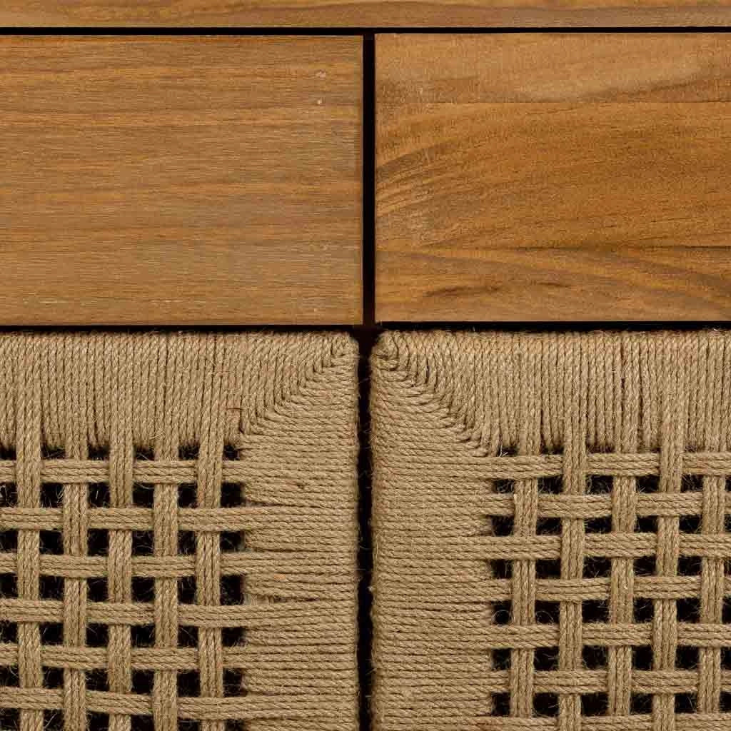 Mobile da ingresso in legno e corda intrecciata marrone 80x36x75h