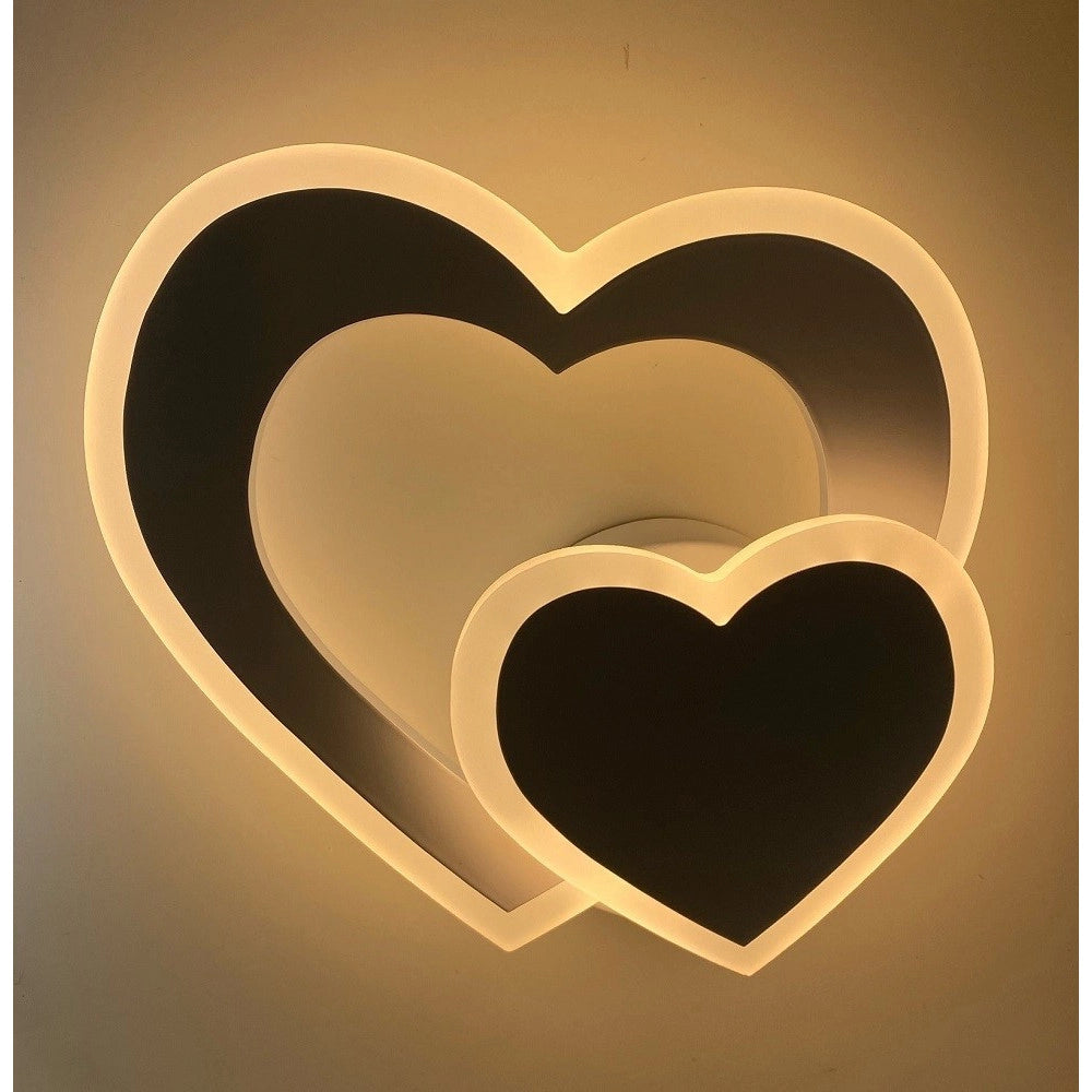 Trade Shop - Applique Muro Led Interno Moderno Doppio Cuore 12 W Luce 3000k 4000k 6500k E83-b -