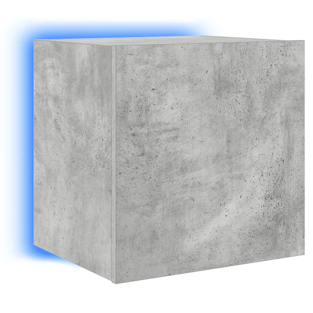Mobili TV a Parete con Luci LED 2pz Grigio Cemento 40,5x35x40cm