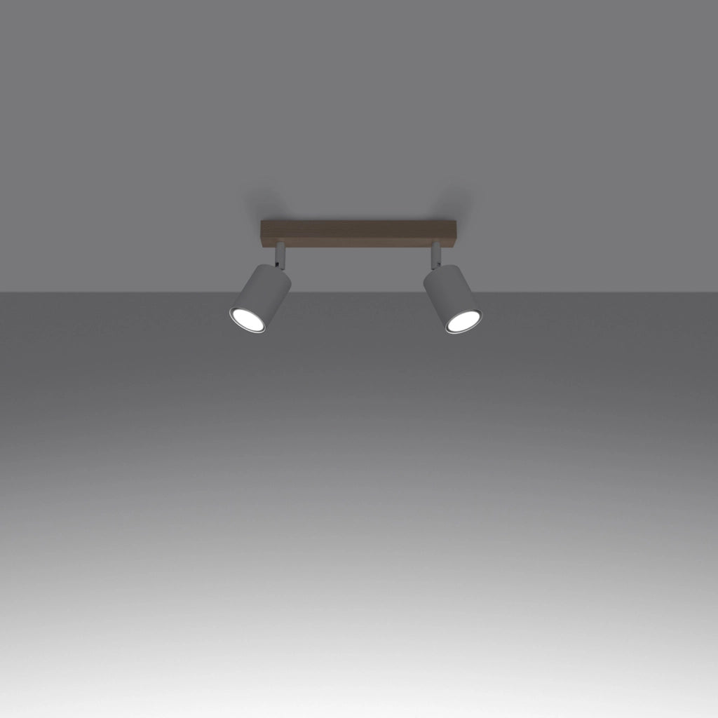 Plafoniera spot doppio bianca/legno 2xGU10 Pure Lume