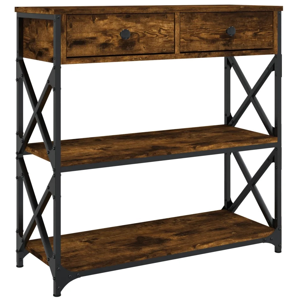 Tavolino Consolle-Tavolino da soggiorno-Tavolo Rovere Fumo 75x28x75 cm in Legno Multistrato