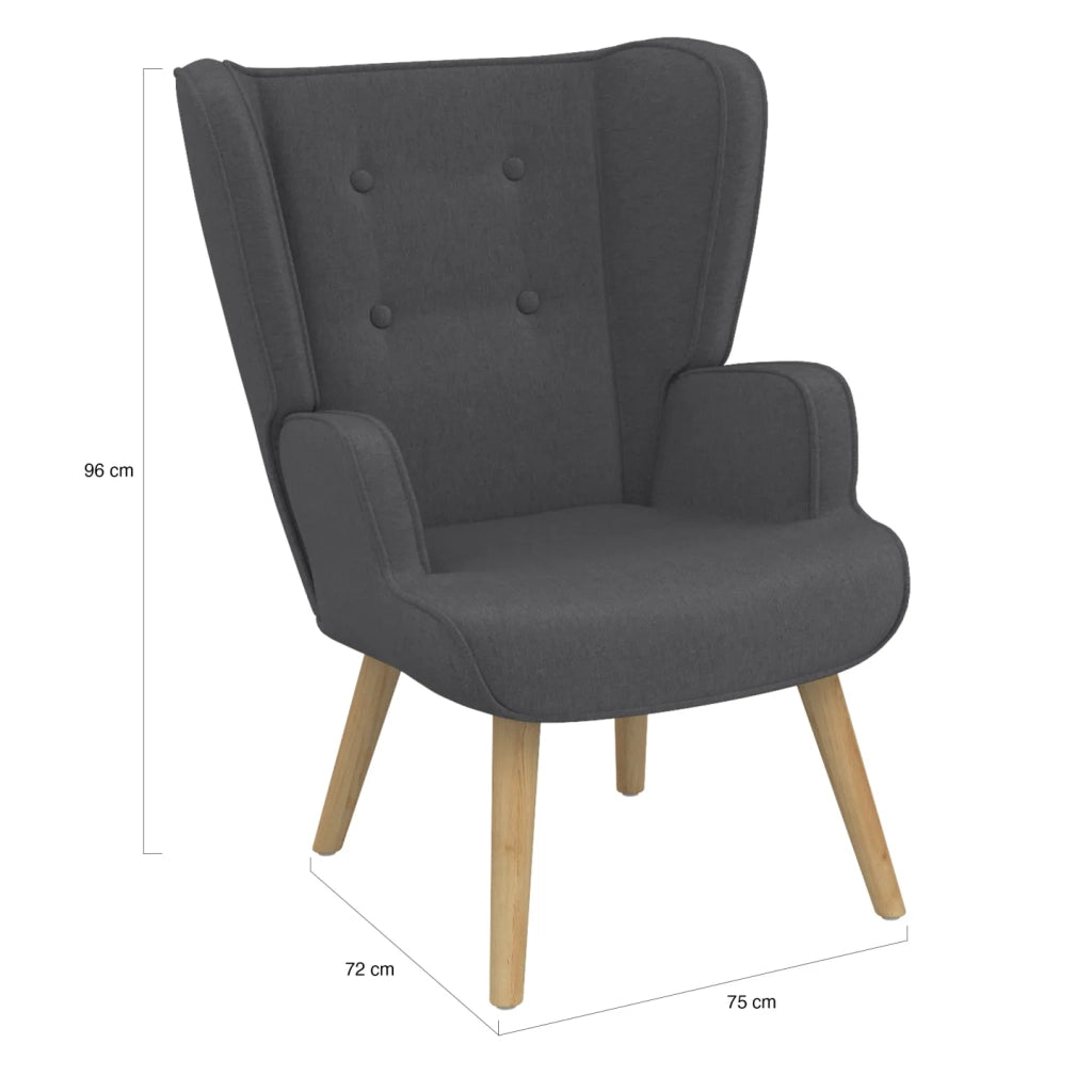 IDMarket - Sillón escandinavo SVEN en tejido gris antracita
