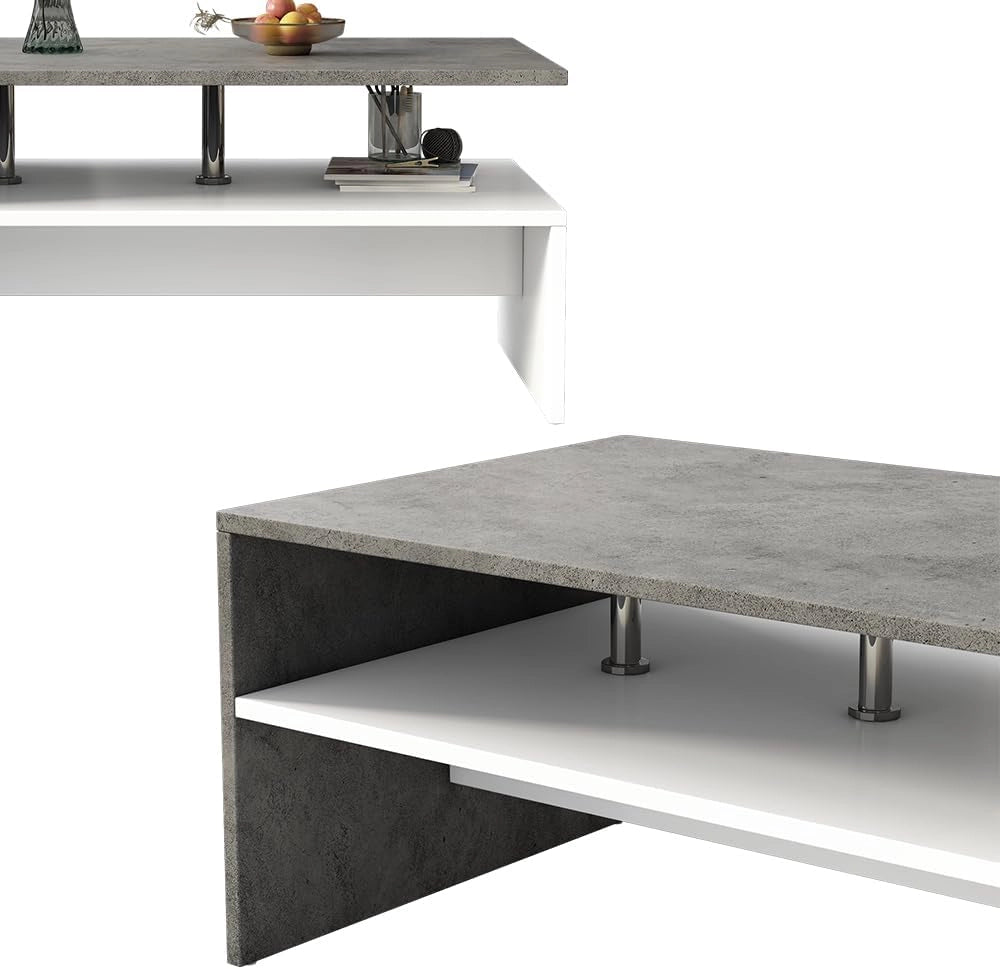 Vicco Tavolino da salotto Mike, Calcestruzzo, 90 x 60 cm, adatto per riporre riviste e telecomandi