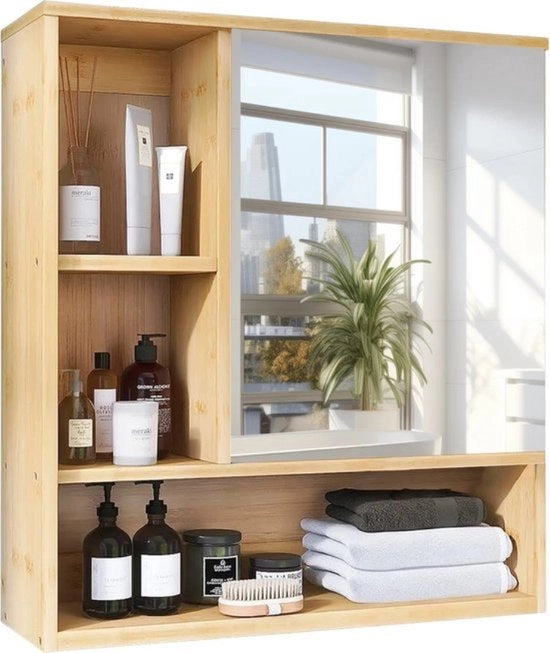 Cassettiera da bagno con specchio - 55,5 x 16 x 61 cm