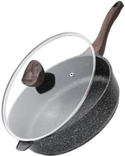 Pannello di cottura 30 cm con coperchio - Distribuzione uniforme del calore e rivestimento antitrasferimento di grasso