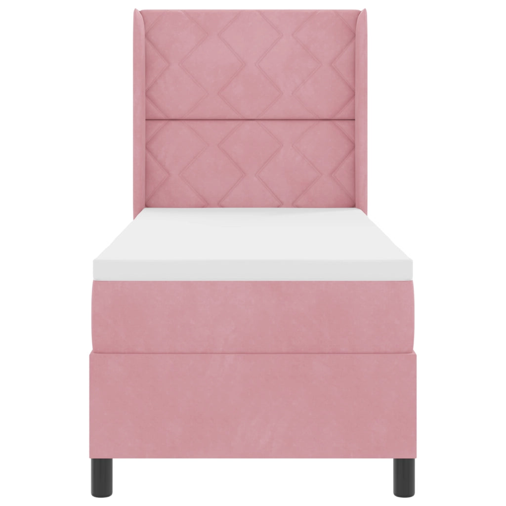 Letto Box Spring con Materasso e LED Rosa 80x200 cm Velluto