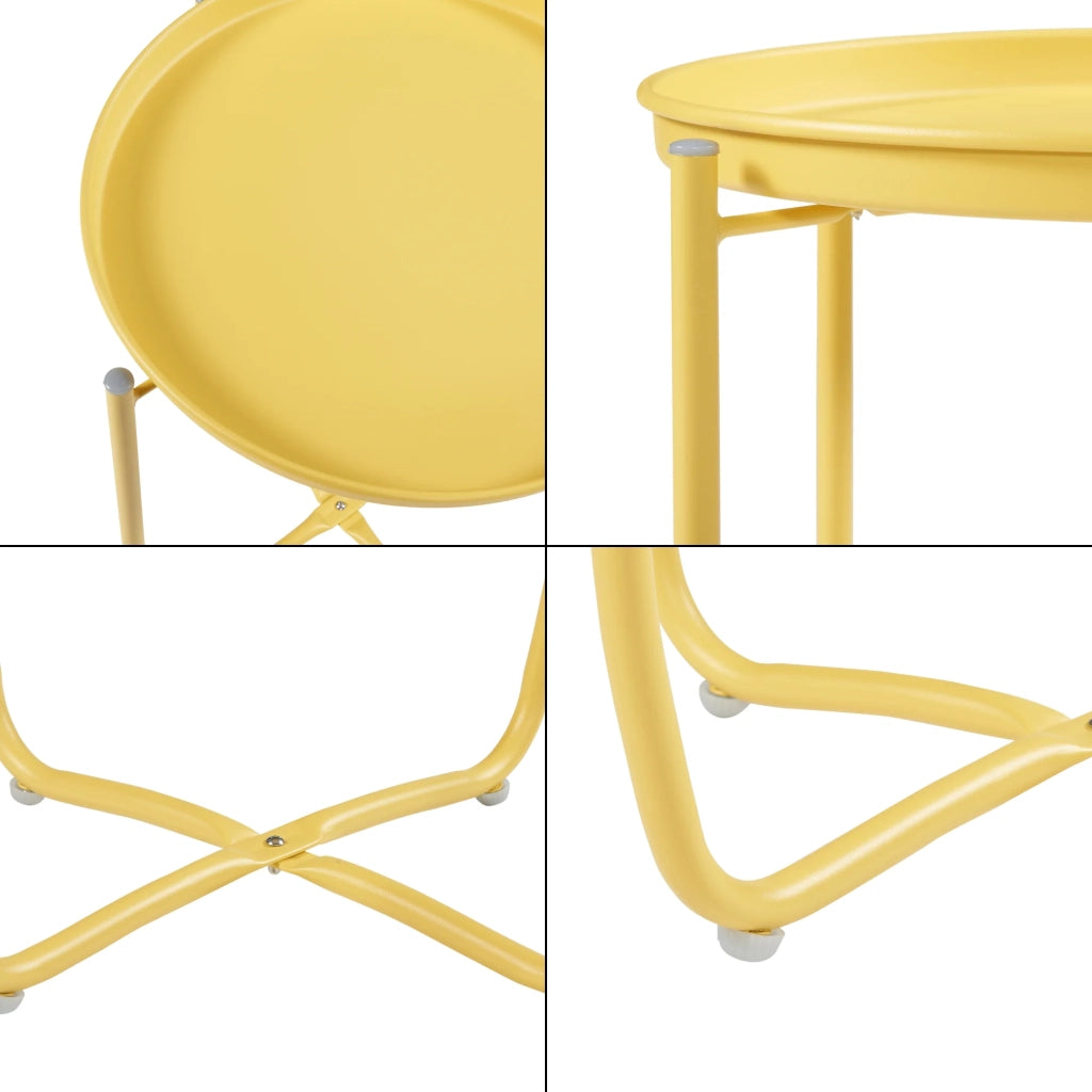 Tavolino da caffè con consolle laterale e piano in acciaio rimovibile 53 x 40 cm giallo 03_0010761