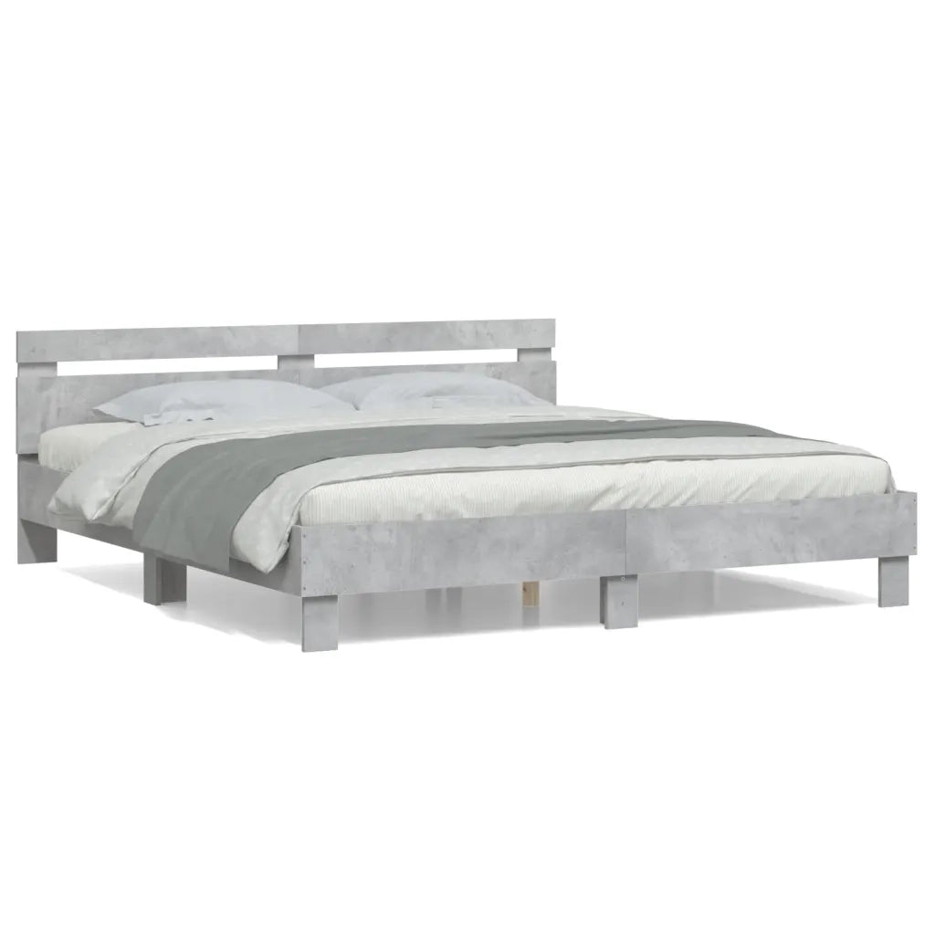 Giroletto Testiera-Struttura letto con testiera Grigio Cemento 160x200 cm Legno Multistrato
