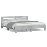 Giroletto Testiera-Struttura letto con testiera Grigio Cemento 160x200 cm Legno Multistrato