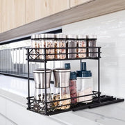 Organizzatore di spezie a 2 livelli - Acciaio inossidabile - Mobile per cucina per armadietto - Estensibile - 26×11×22cm