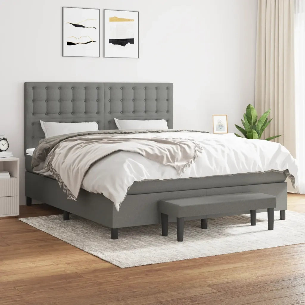 Giroletto a Molle con Materasso Grigio Scuro 180x200 cm Tessuto 3136934