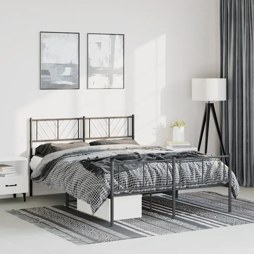 Giroletto con Testiera e Pediera Metallo Nero 135x190 cmcod mxl 82924