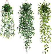 Piantine di finto verde - con vaso piantine di finto verde - piantine di finto verde con foglie - piantine di finto verde realistico - mandala - pisello - adatto per ufficio - giardino - festa e altri eventi - 3 pezzi - eucalipto doppio verde spray bianco