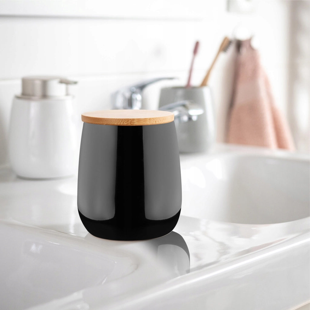 Scatola porta dischetti di cotone KADAX, in ceramica nera