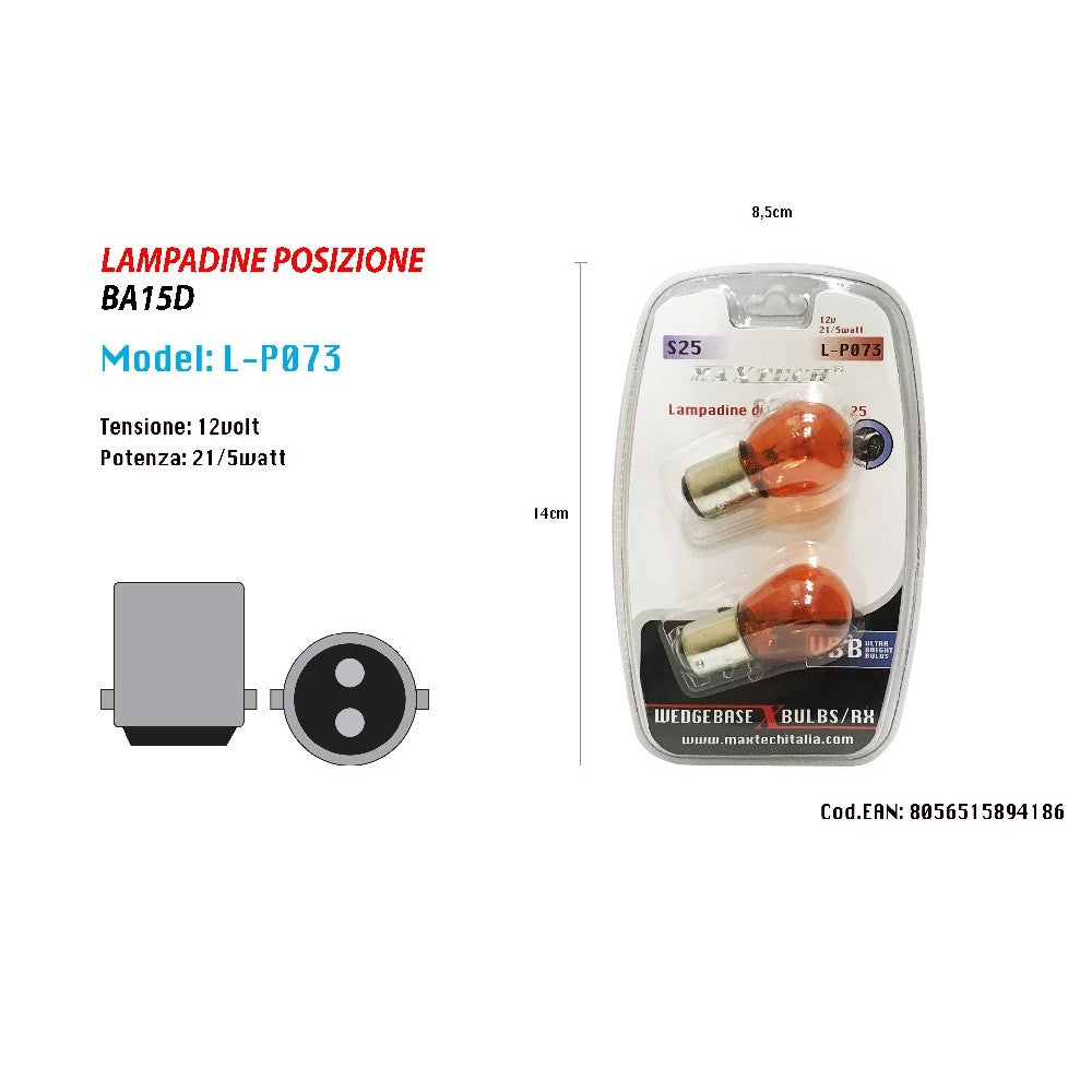 Trade Shop - Lampadine Di Posizione 12v 21/5 Watt S25 Lampadine Ultra Luminose Ricambio Auto -