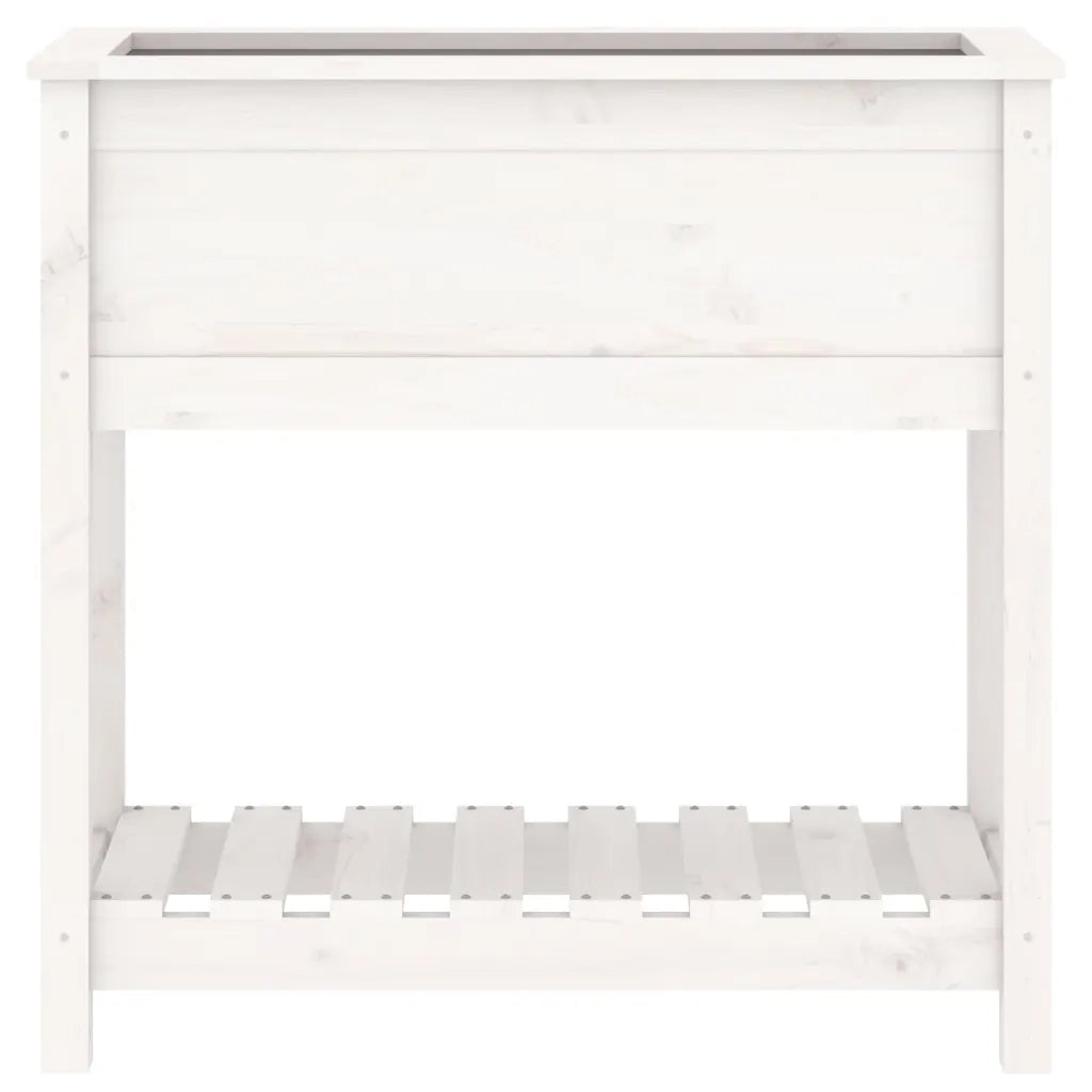 Fioriera con Mensola Bianca 82,5x34,5x81cm Legno Massello Pino
