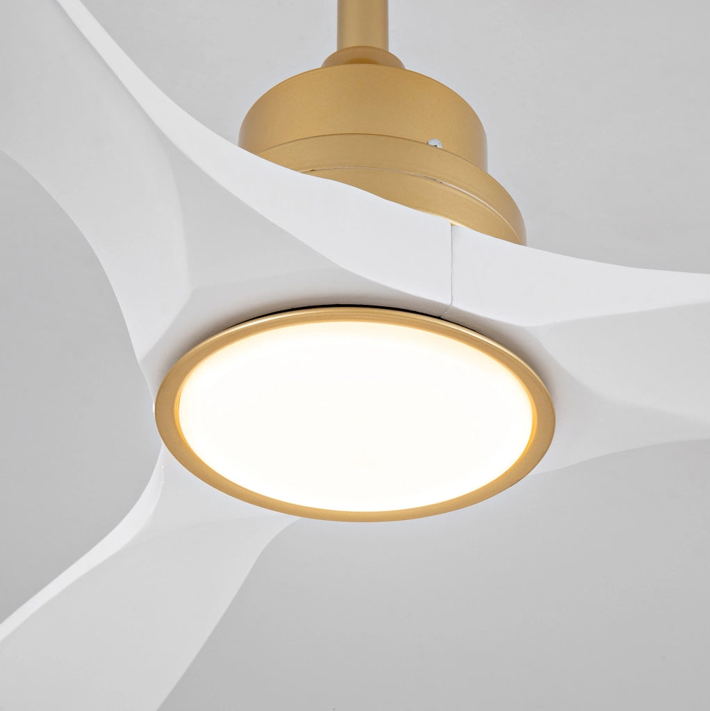 Ventilatore da soffitto 52 pollici con LED dimmerabile, telecomando e pale in legno massello