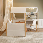 LETTO per bambini L 90x200 cm Bianco in legno massello e MDF con scrivania e libreria