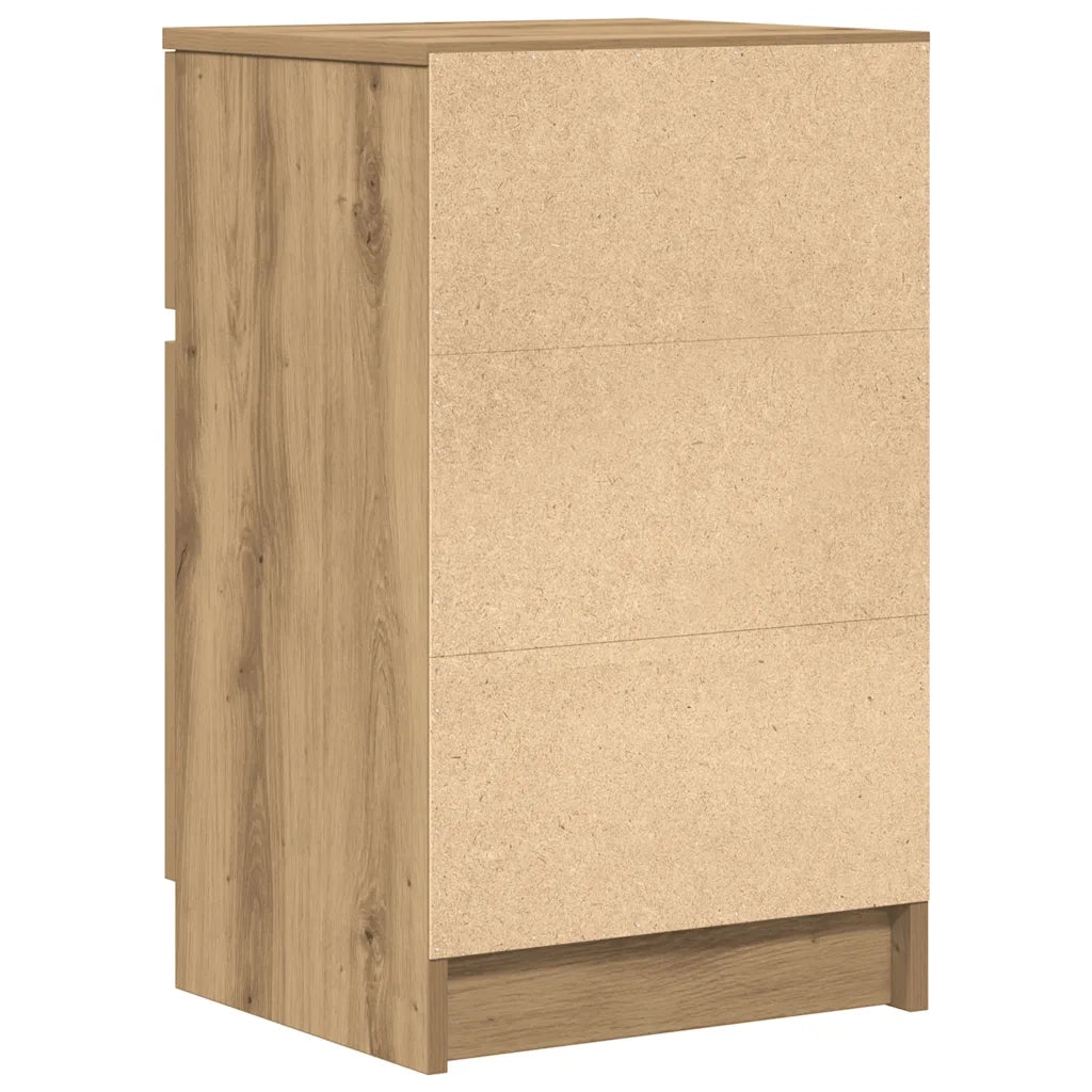 Comodini 2pz-Set di 2 Tavolino da notte Rovere Artigianale 39x35x65cm in Legno Multistrato