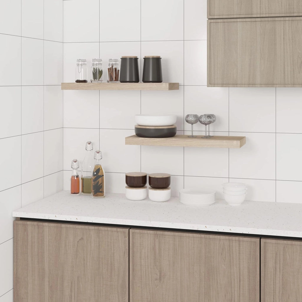 Mensola a Muro Set da 2, 25cm, Mensole Librerie da Parete Scaffale MDF Stile Rétro Ripiano Portaoggetti, Quercia, 0079QJ-2