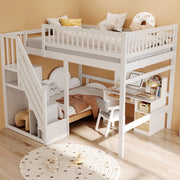 Letto per ragazzi 140x200 cm con scala contenitore bianco