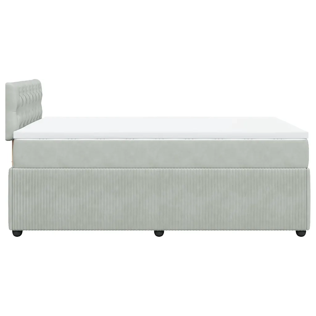 Giroletto a Molle con Materasso Grigio Chiaro 120x200cm Velluto