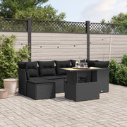 vidaXL Set Divani da Giardino con Cuscini 7pz Nero Polyrattan